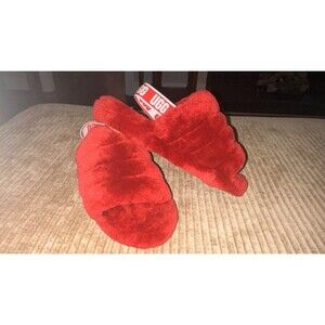 UGG Australia Fluff Yeah Slippers Slides Red Size 6